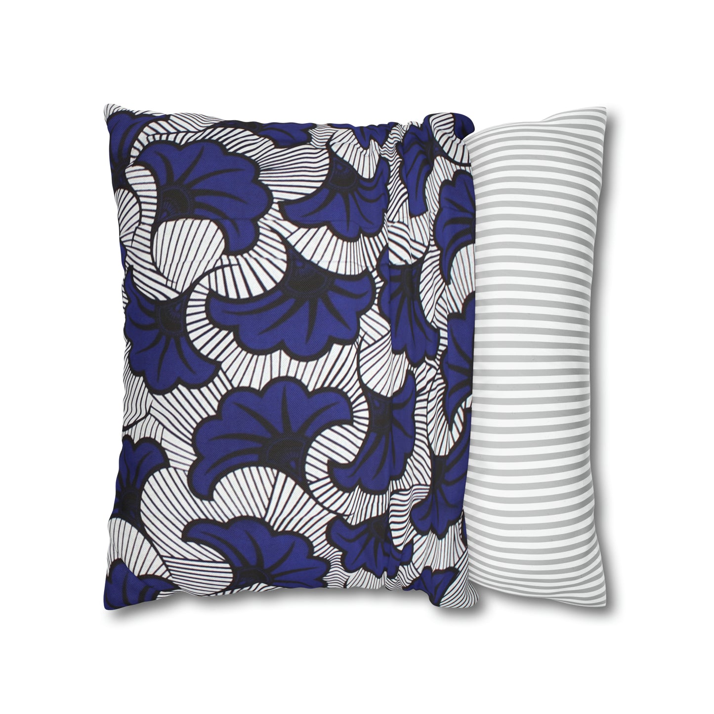Blue Floral Ankara Square Pillow Case | Afrocentric Pillow Case