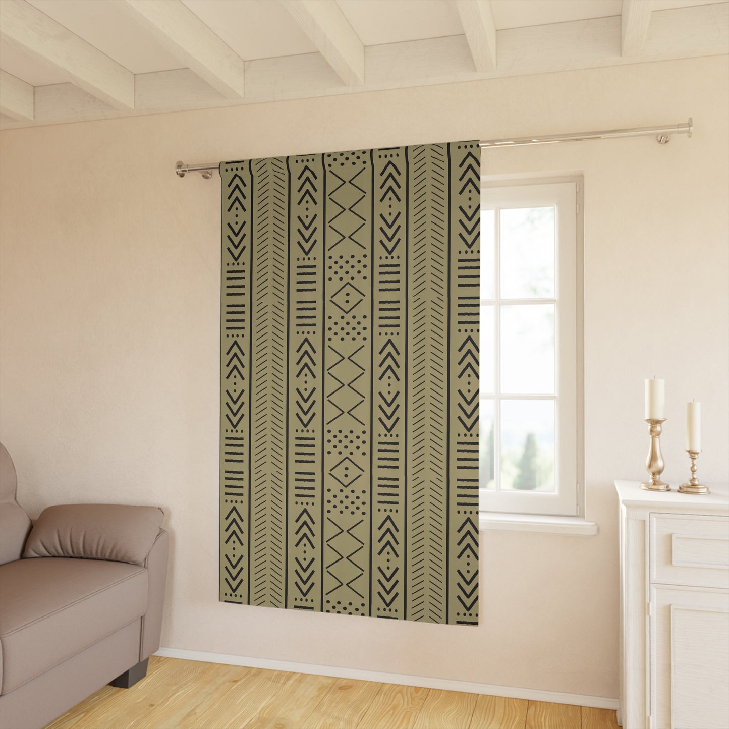 50× 84 Mudcloth Inspired Blackout Window Curtains (1 Piece ) Beige