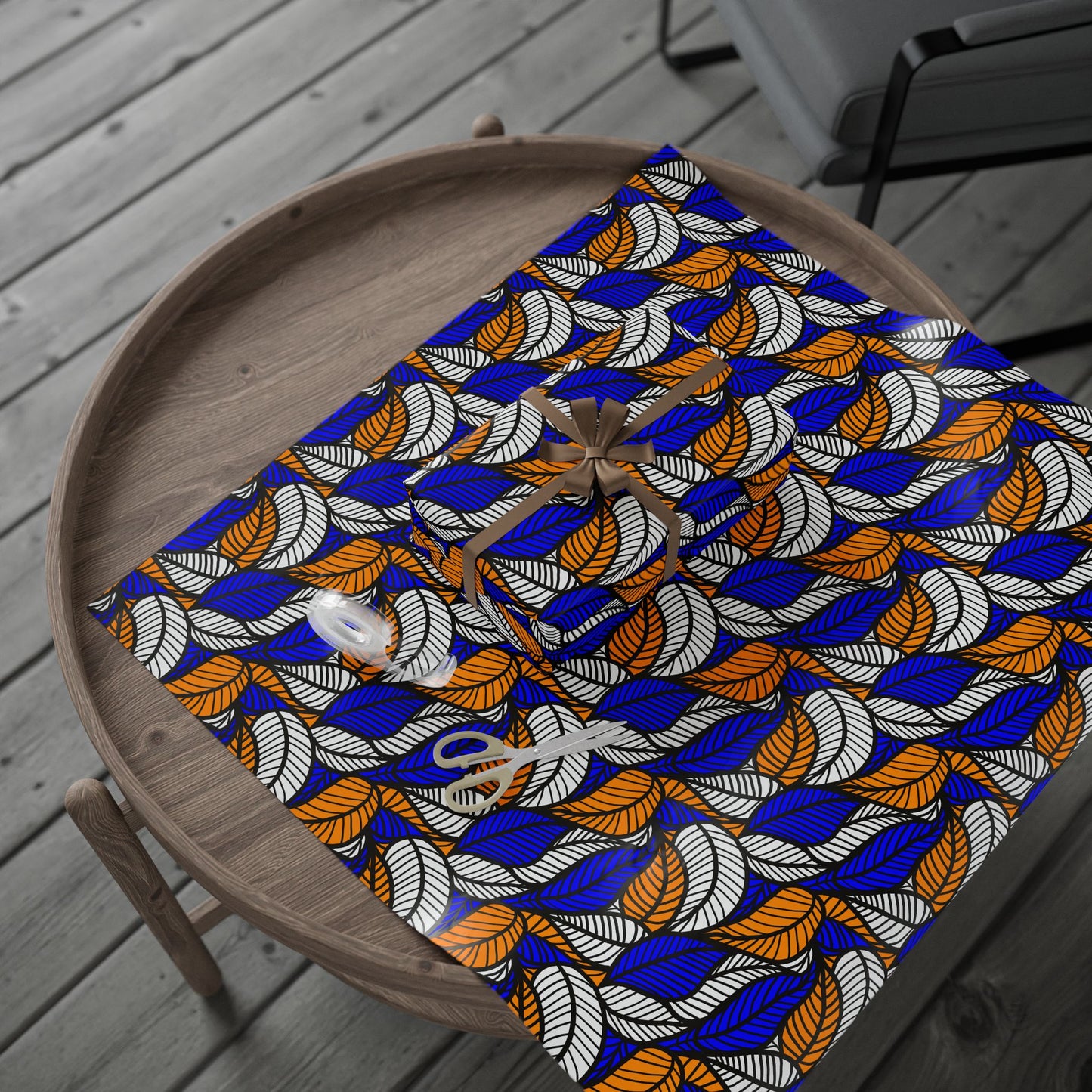 Blue Leaf Ankara Wrapping Papers | African Wrapping Paper | Afrocentric Wrapping Paper
