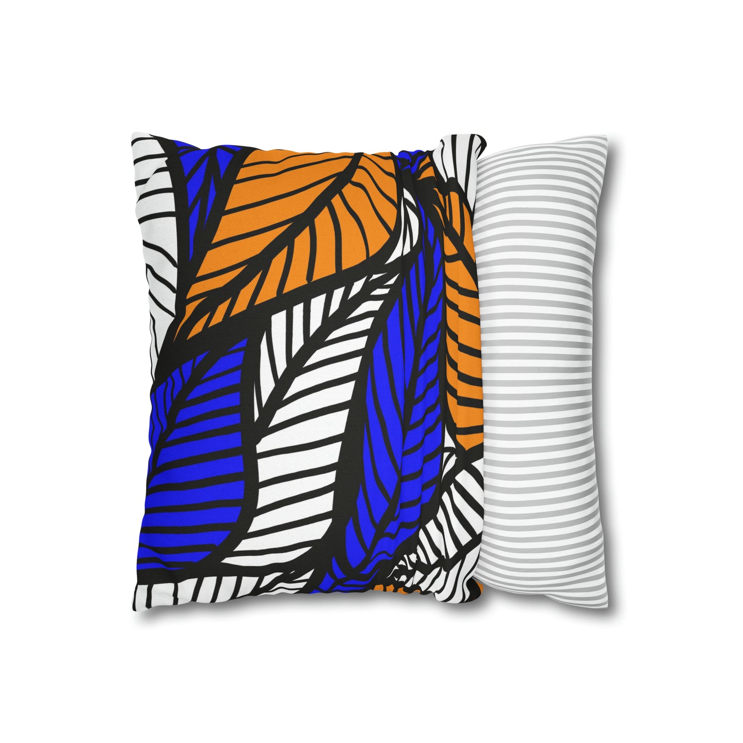 Blue Ankara Polyester Square Pillow Case | Afrocentric Pillow Case