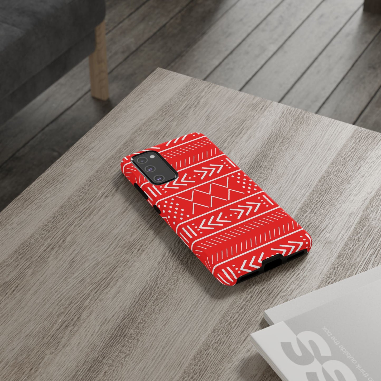 Red and White Mudcloth Samsung Tough Cases | African Samsung Case | Afrocentric Samsung Case | Mudcloth Samsung Case