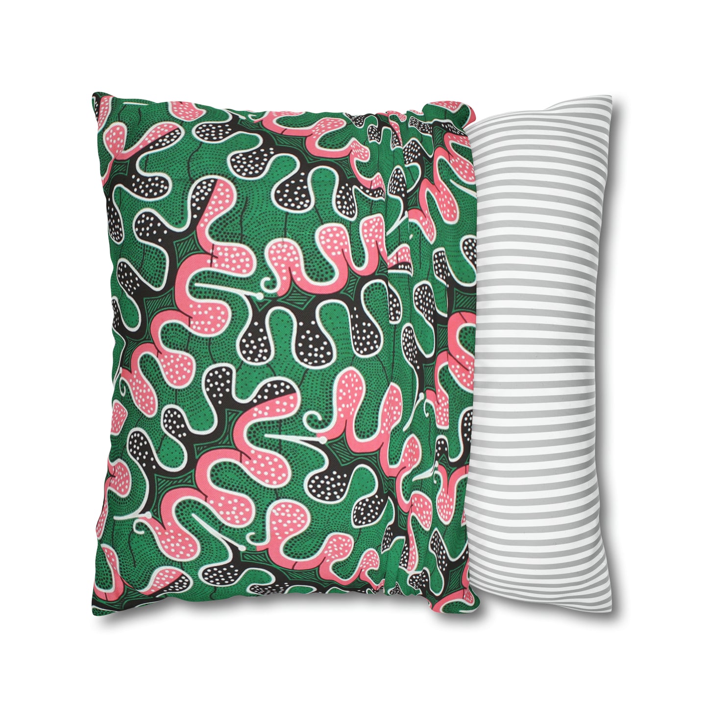 Pink and Green Ankara Square Pillow Case | Afrocentric Pillow Case