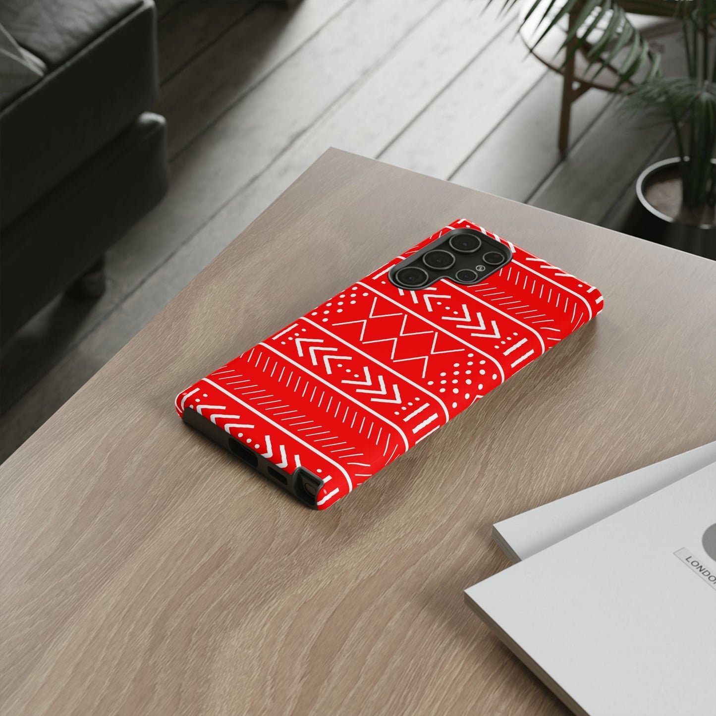 Red and White Mudcloth Samsung Tough Cases | African Samsung Case | Afrocentric Samsung Case | Mudcloth Samsung Case