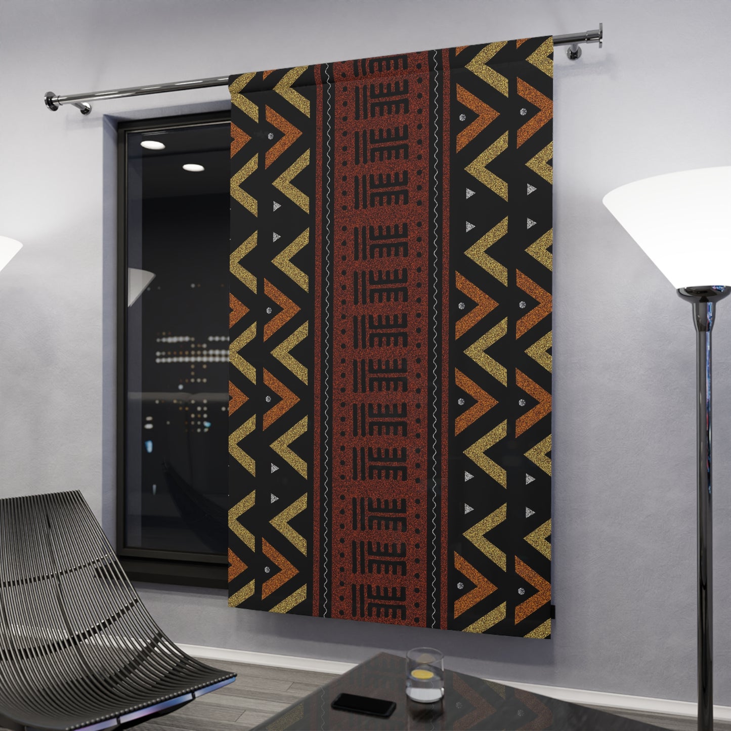 50× 84 Multi-colored Mudcloth Inspired Blackout Window Curtains (1 Piece ) Beige