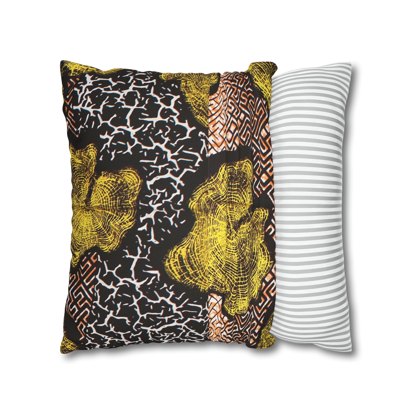 Black and Gold Ankara Square Pillow Case | Afrocentric Pillow Case
