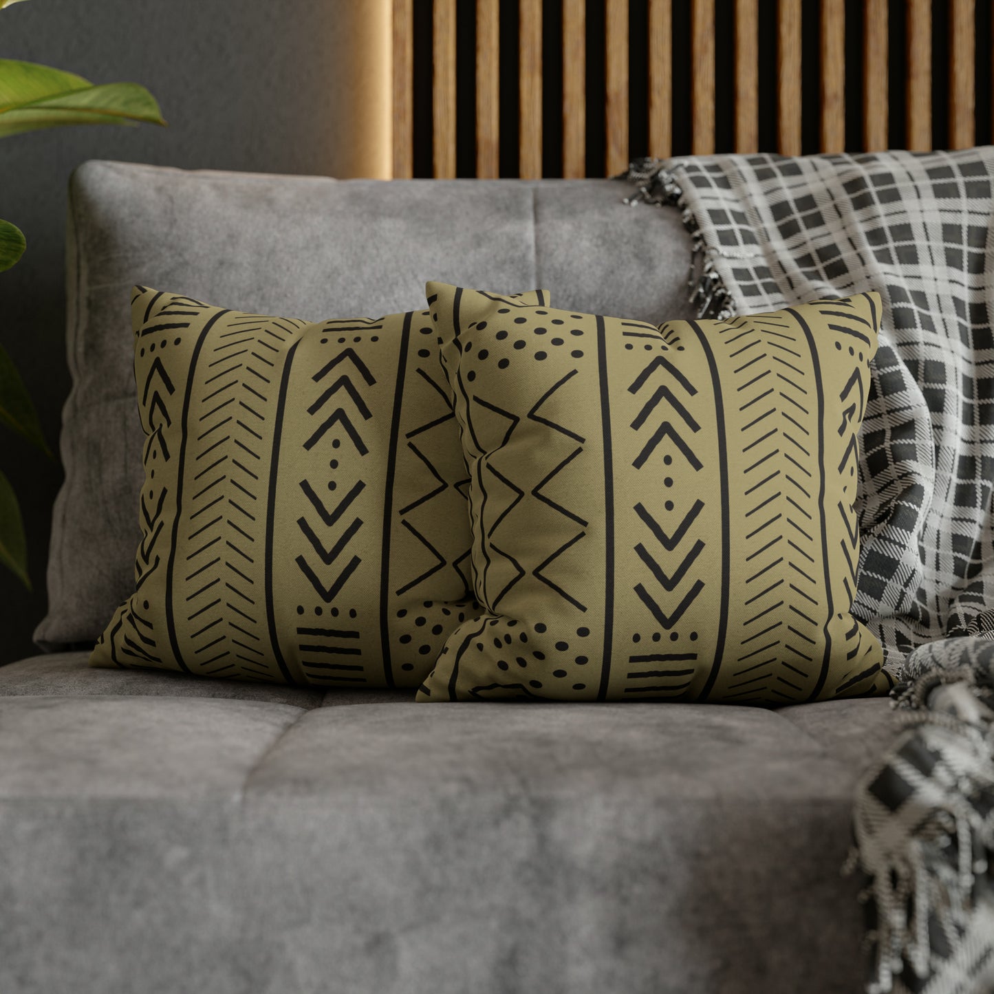 Biege Mudcloth Inspired Square Pillow Case | Afrocentric Pillow Case