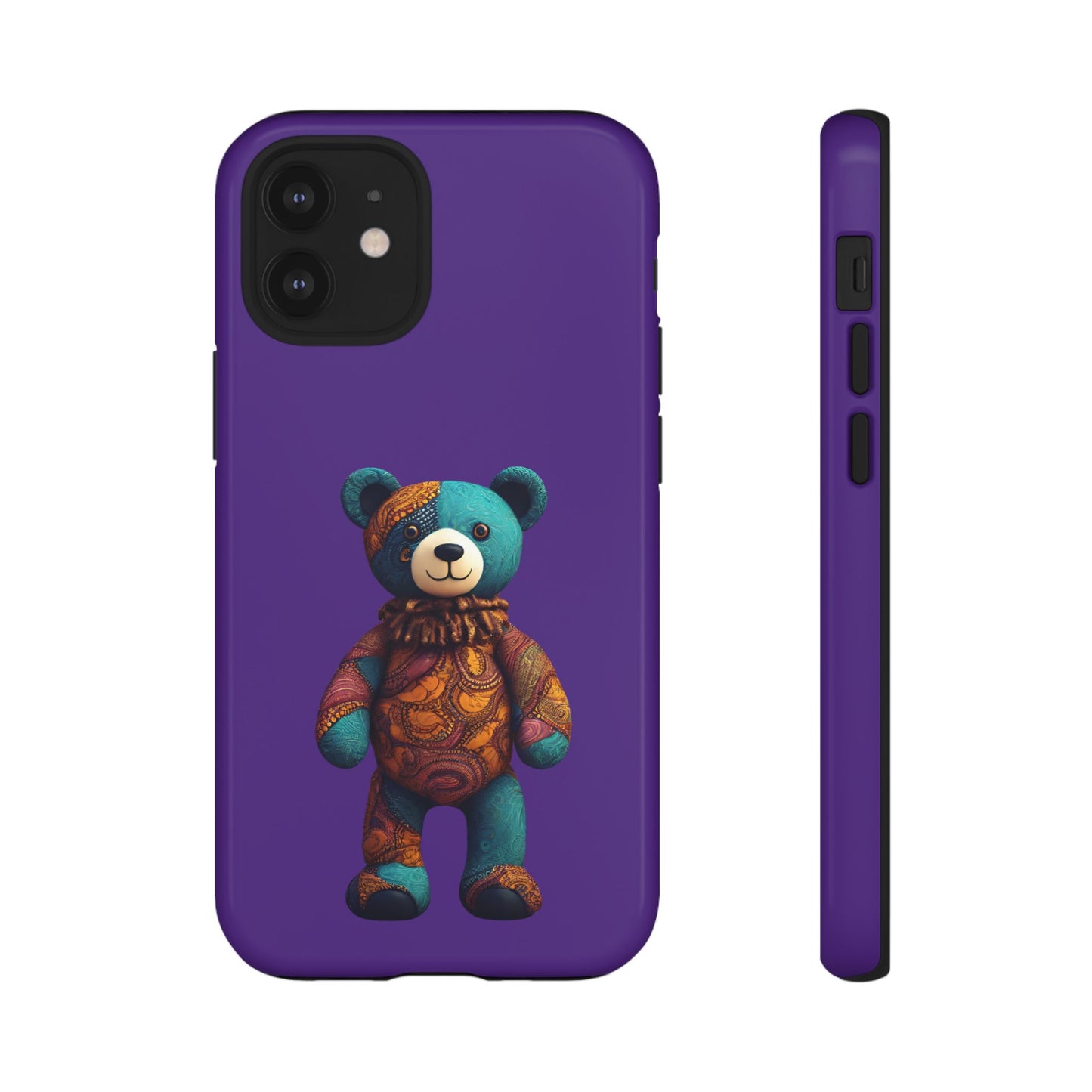 Purple and Blue Bear iPhone Tough Cases | Ankara Bear iPhone Case | Afrocentric iPhone Case