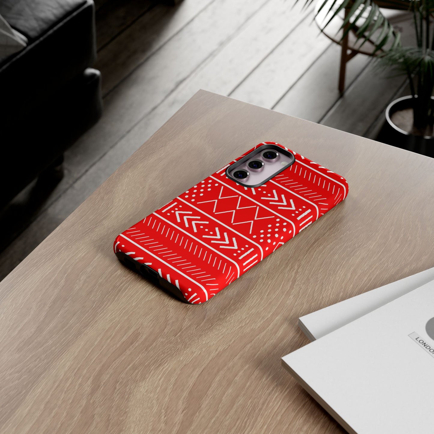 Red and White Mudcloth Samsung Tough Cases | African Samsung Case | Afrocentric Samsung Case | Mudcloth Samsung Case