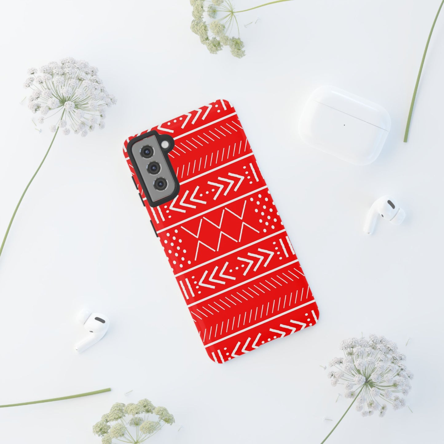Red and White Mudcloth Samsung Tough Cases | African Samsung Case | Afrocentric Samsung Case | Mudcloth Samsung Case