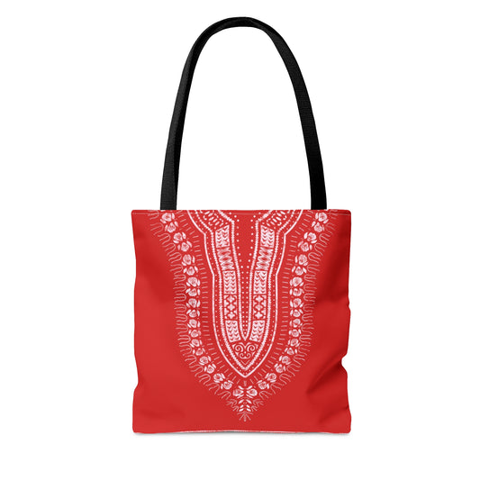Red and White Dashiki Tote Bag