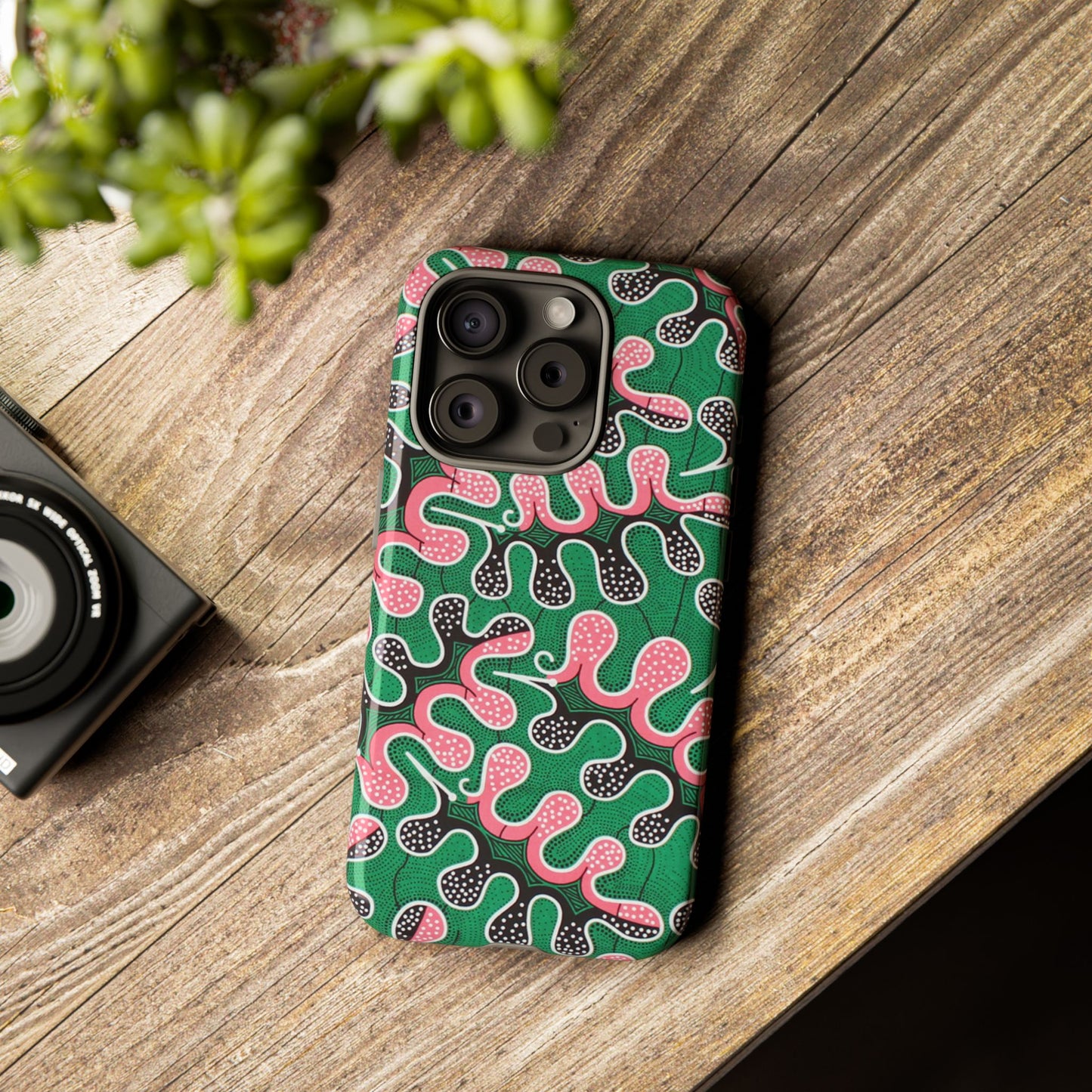 Green Pink iPhone Tough Cases | Ankara iPhone Case | Afrocentric iPhone Case