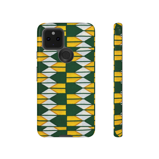 Green Gold White Ankara Google Pixel Tough Cases | African Google Pixel Case | Afrocentric Google Pixel Case