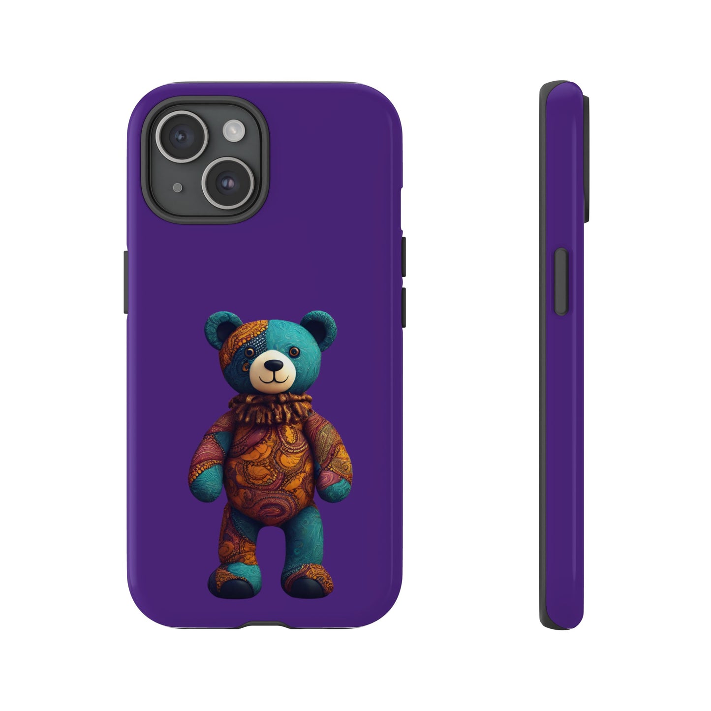 Purple and Blue Bear iPhone Tough Cases | Ankara Bear iPhone Case | Afrocentric iPhone Case