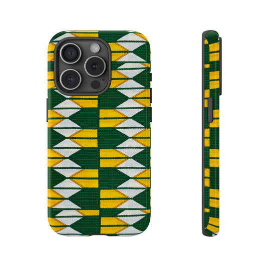 Green Yellow White iPhone Tough Cases | Ankara iPhone Case | Afrocentric iPhone Case