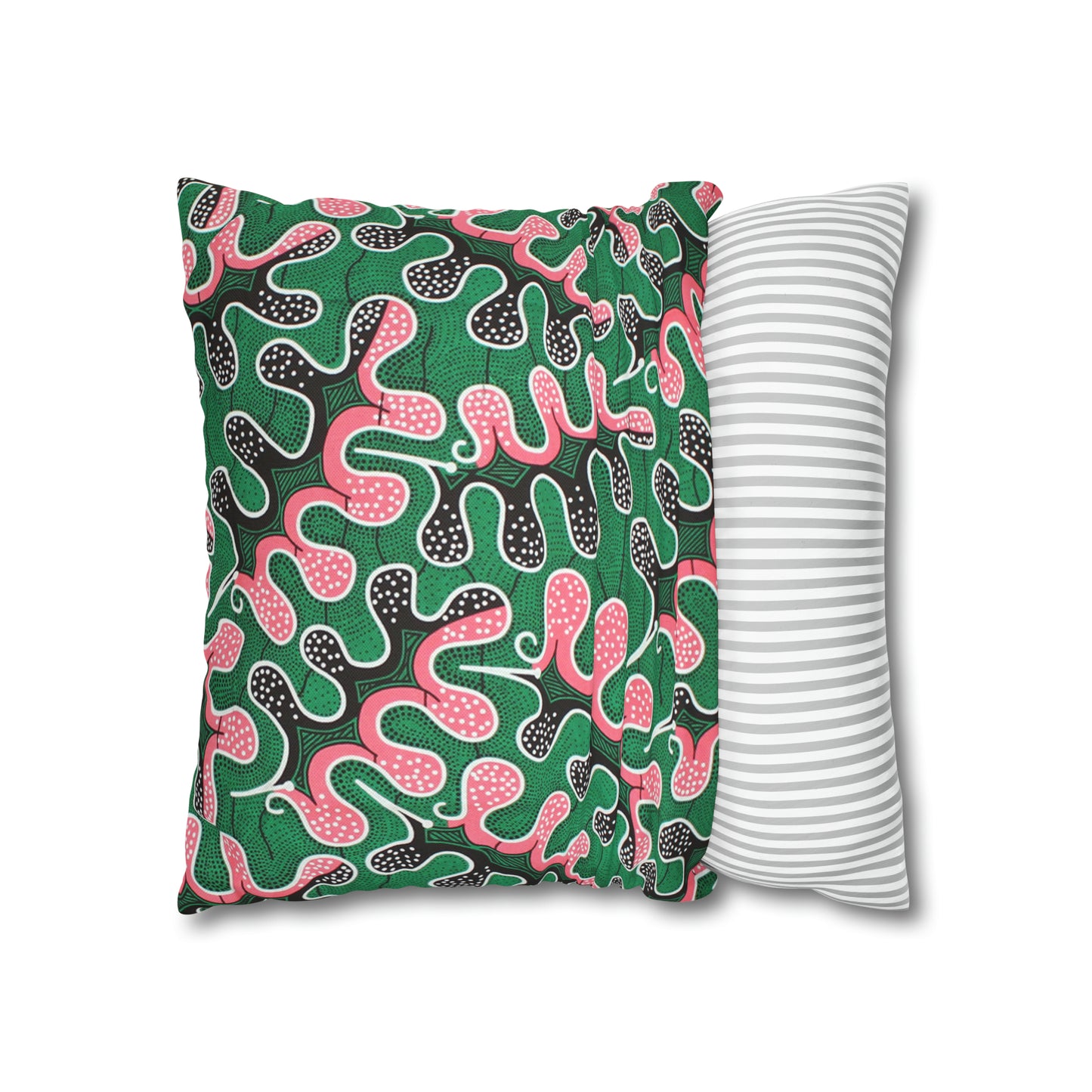 Pink and Green Ankara Square Pillow Case | Afrocentric Pillow Case