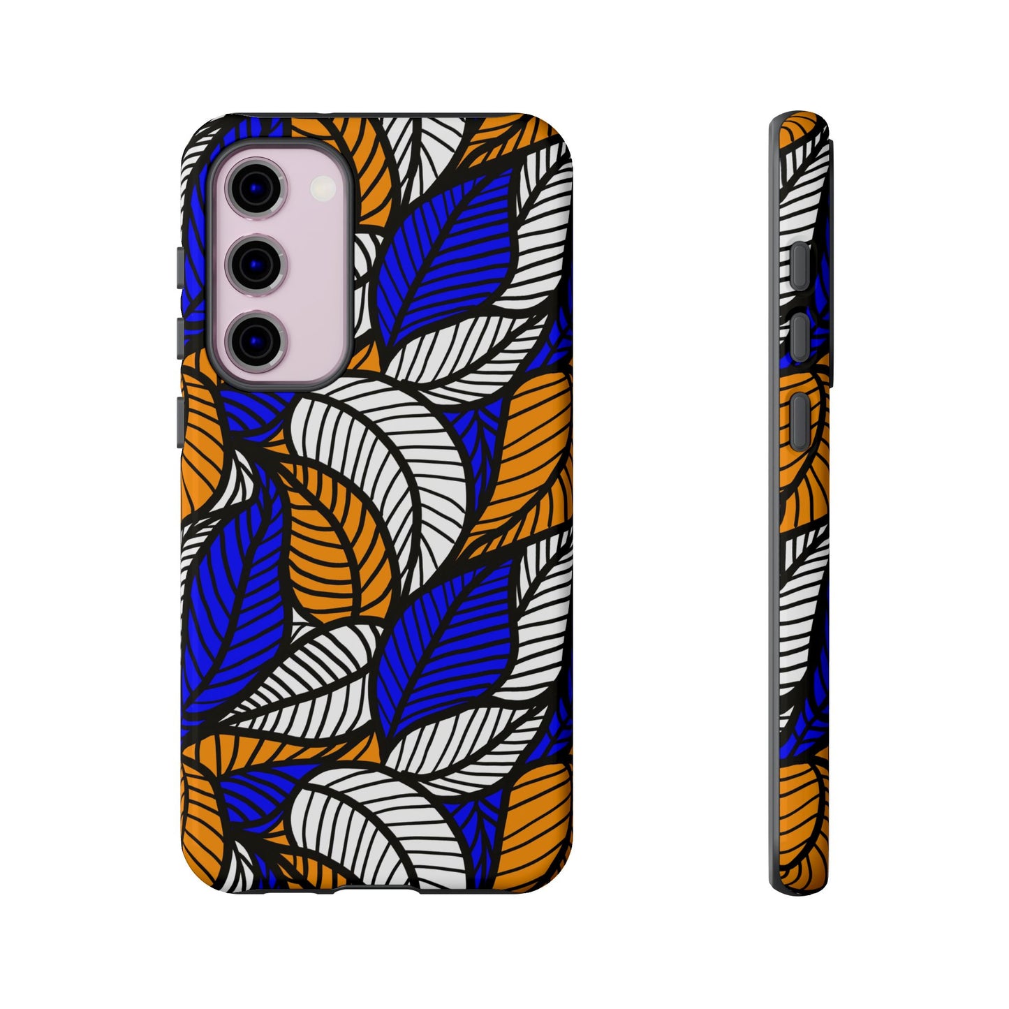 Blue and Gold Leaf Ankara Samsung Tough Cases | African Samsung Case | Afrocentric Samsung Case | Ankara Samsung Phone Case