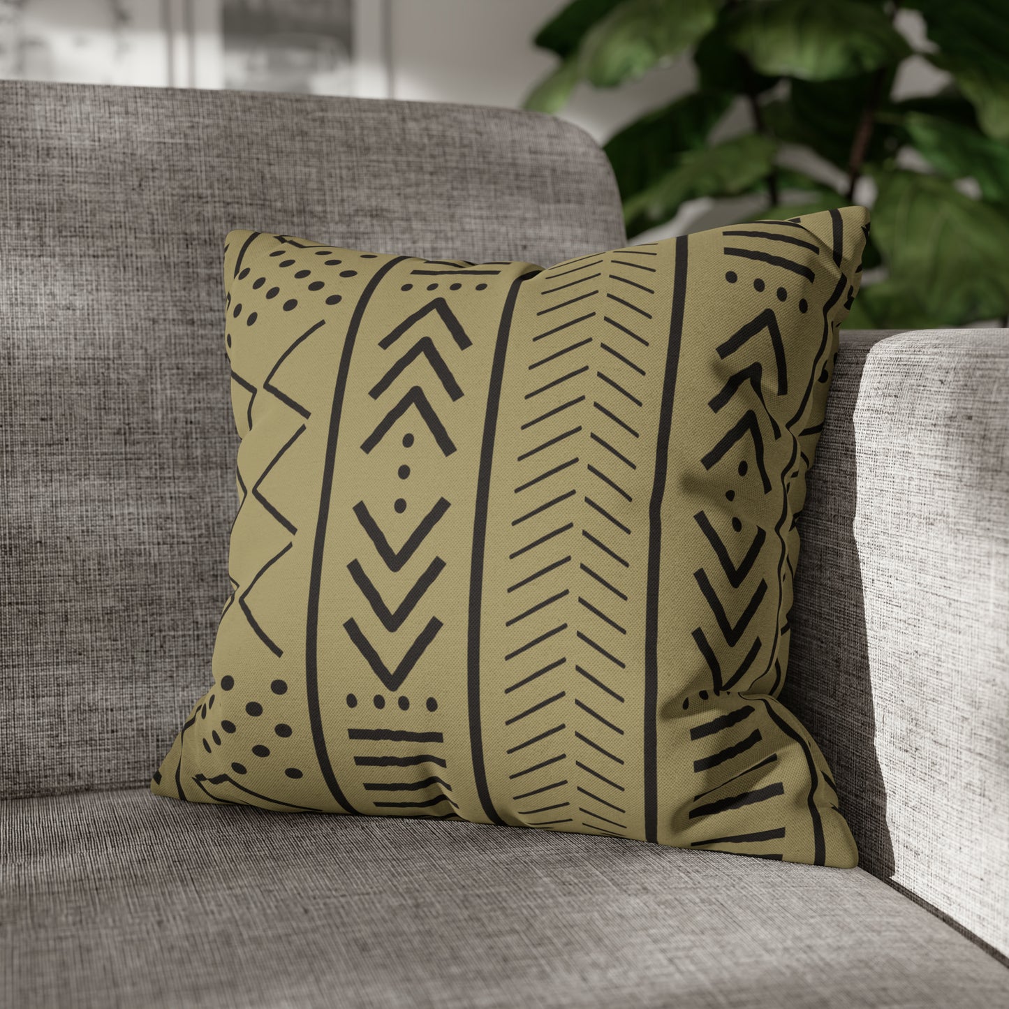 Biege Mudcloth Inspired Square Pillow Case | Afrocentric Pillow Case