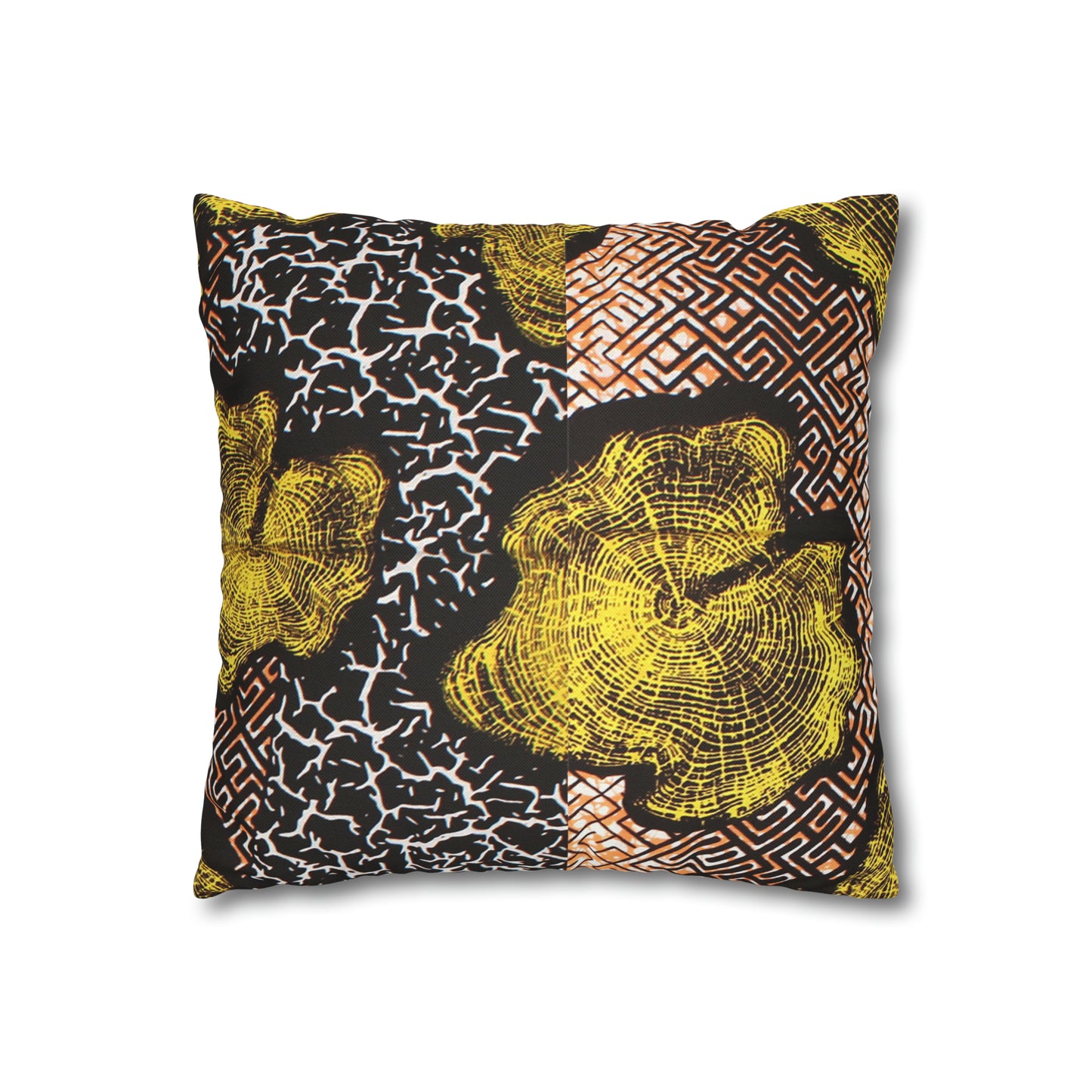 Black and Gold Ankara Square Pillow Case | Afrocentric Pillow Case