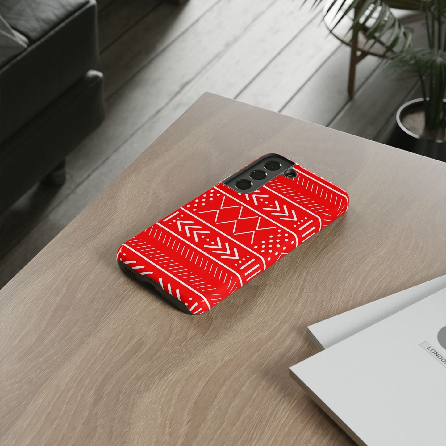 Red and White Mudcloth Samsung Tough Cases | African Samsung Case | Afrocentric Samsung Case | Mudcloth Samsung Case