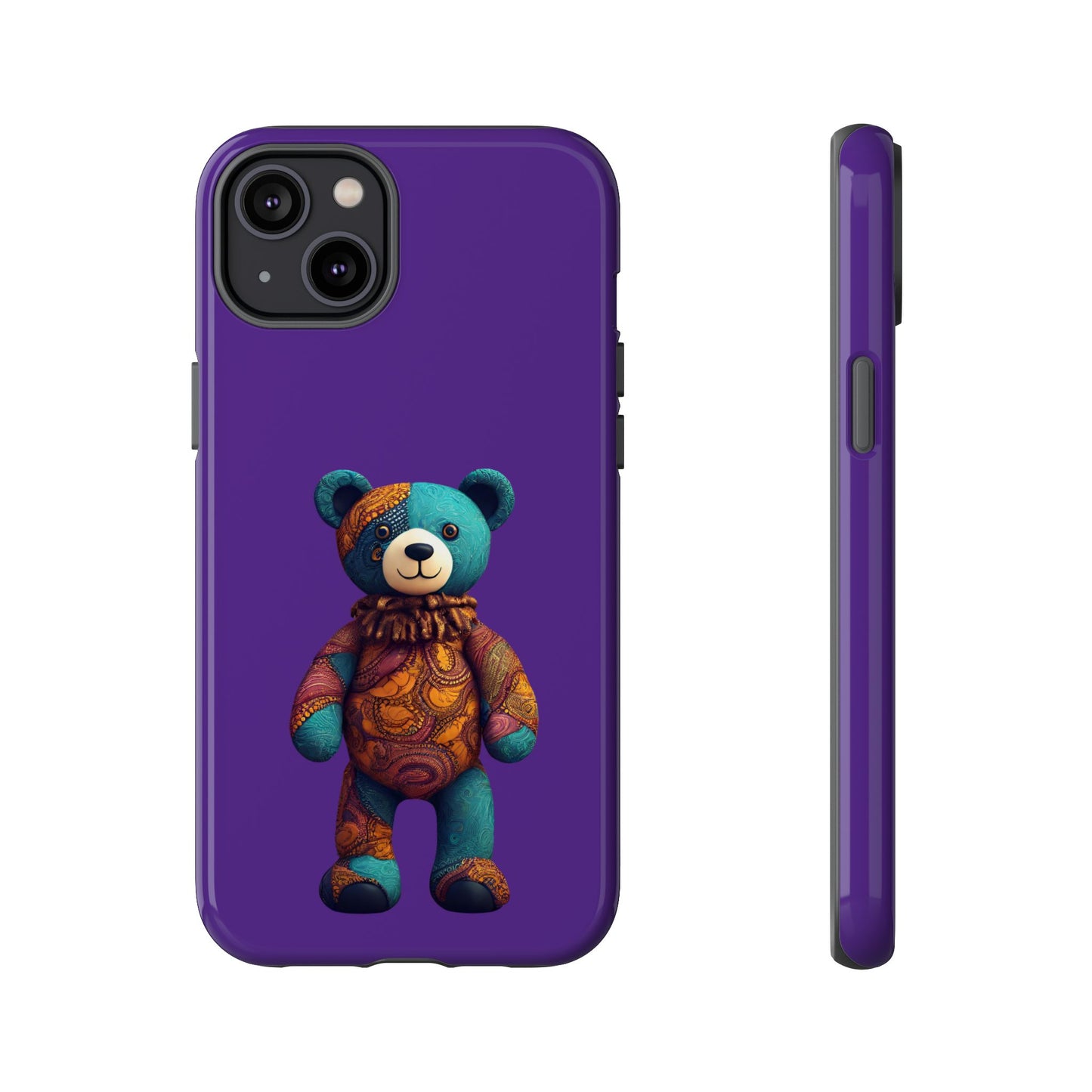Purple and Blue Bear iPhone Tough Cases | Ankara Bear iPhone Case | Afrocentric iPhone Case