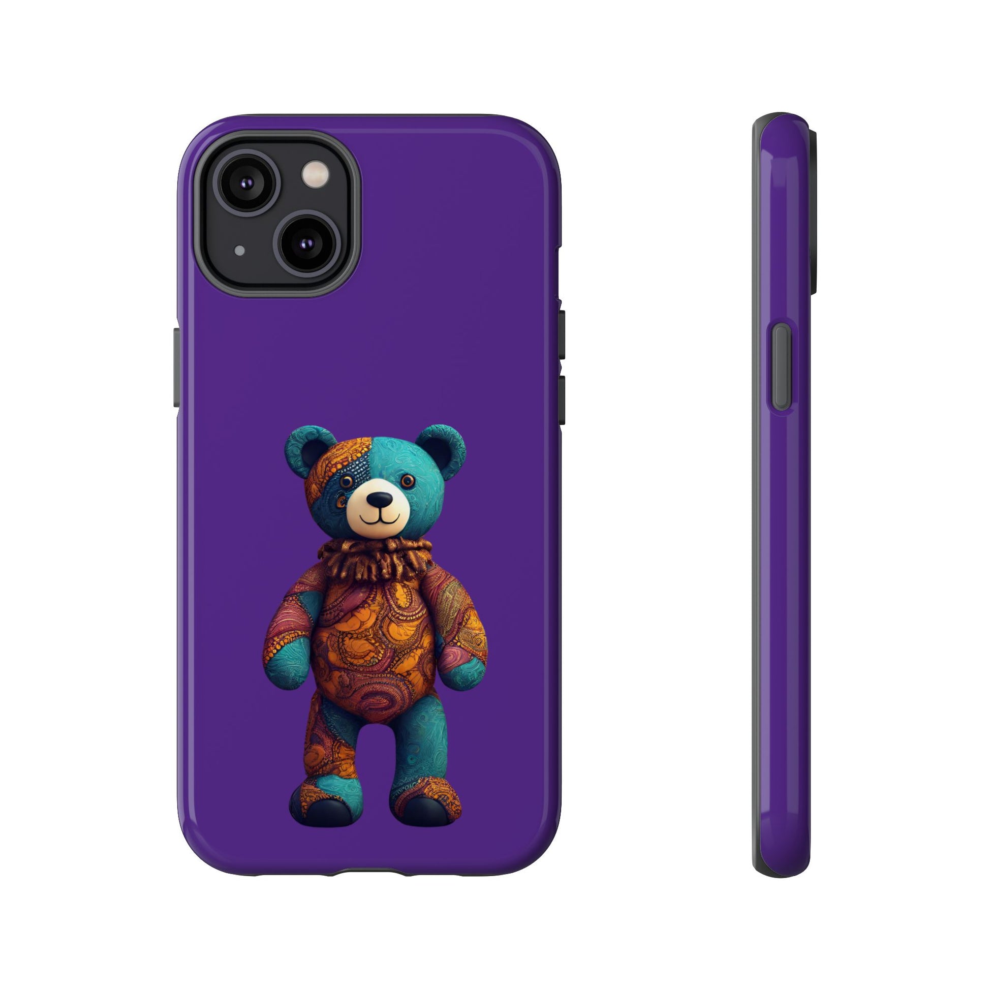 Purple and Blue Bear iPhone Tough Cases | Ankara Bear iPhone Case | Afrocentric iPhone Case