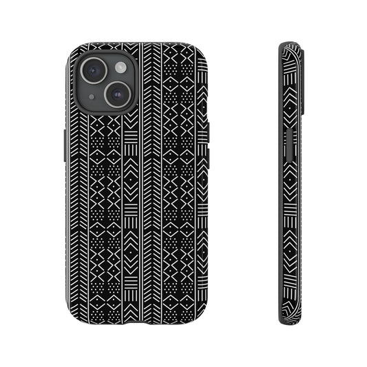 Black & White Mudcloth iPhone Tough Cases | African iPhone Case | Afrocentric iPhone Case