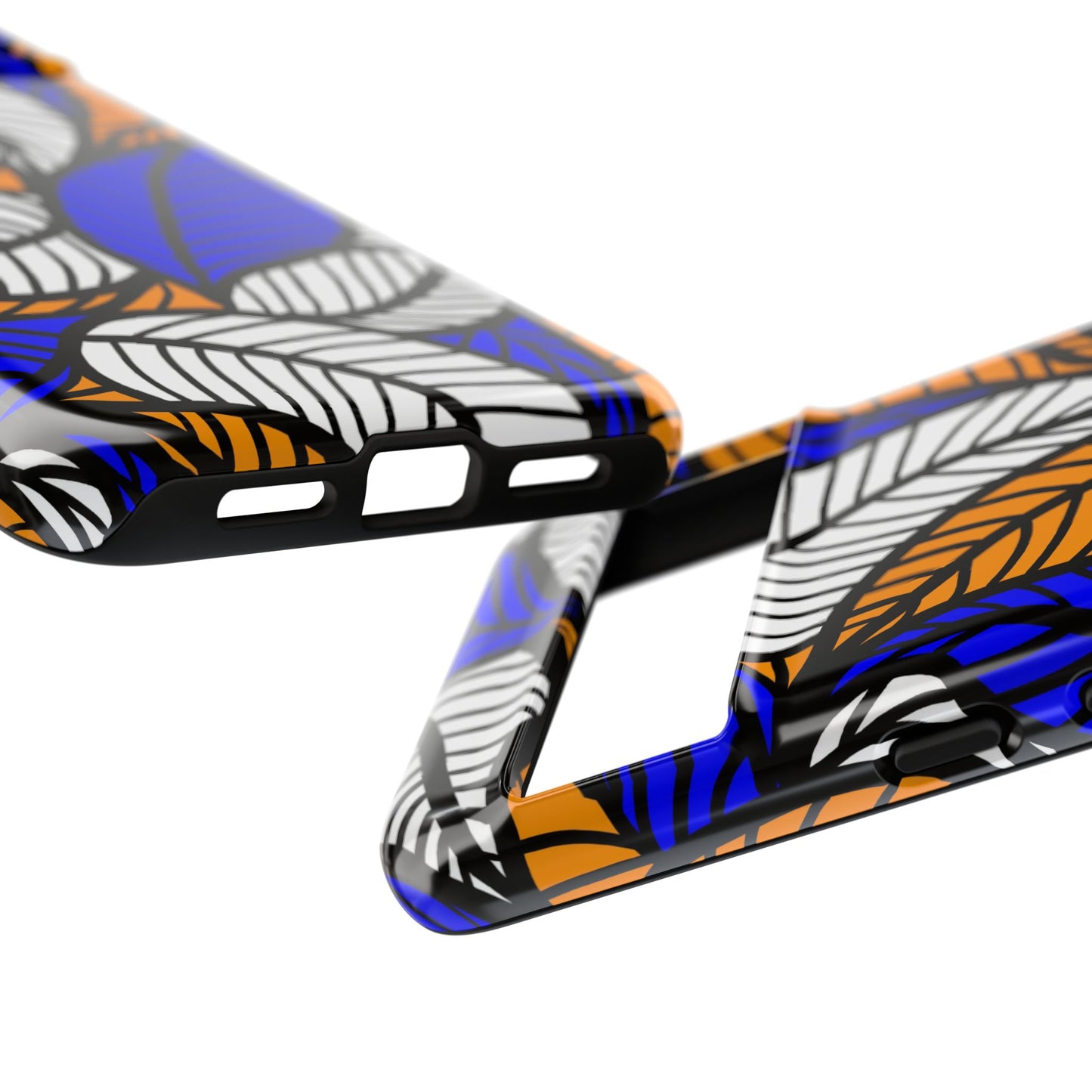 Blue Gold White  Leaf Ankara Google Pixel Tough Cases | African Google Pixel Case | Afrocentric Google Pixel Case