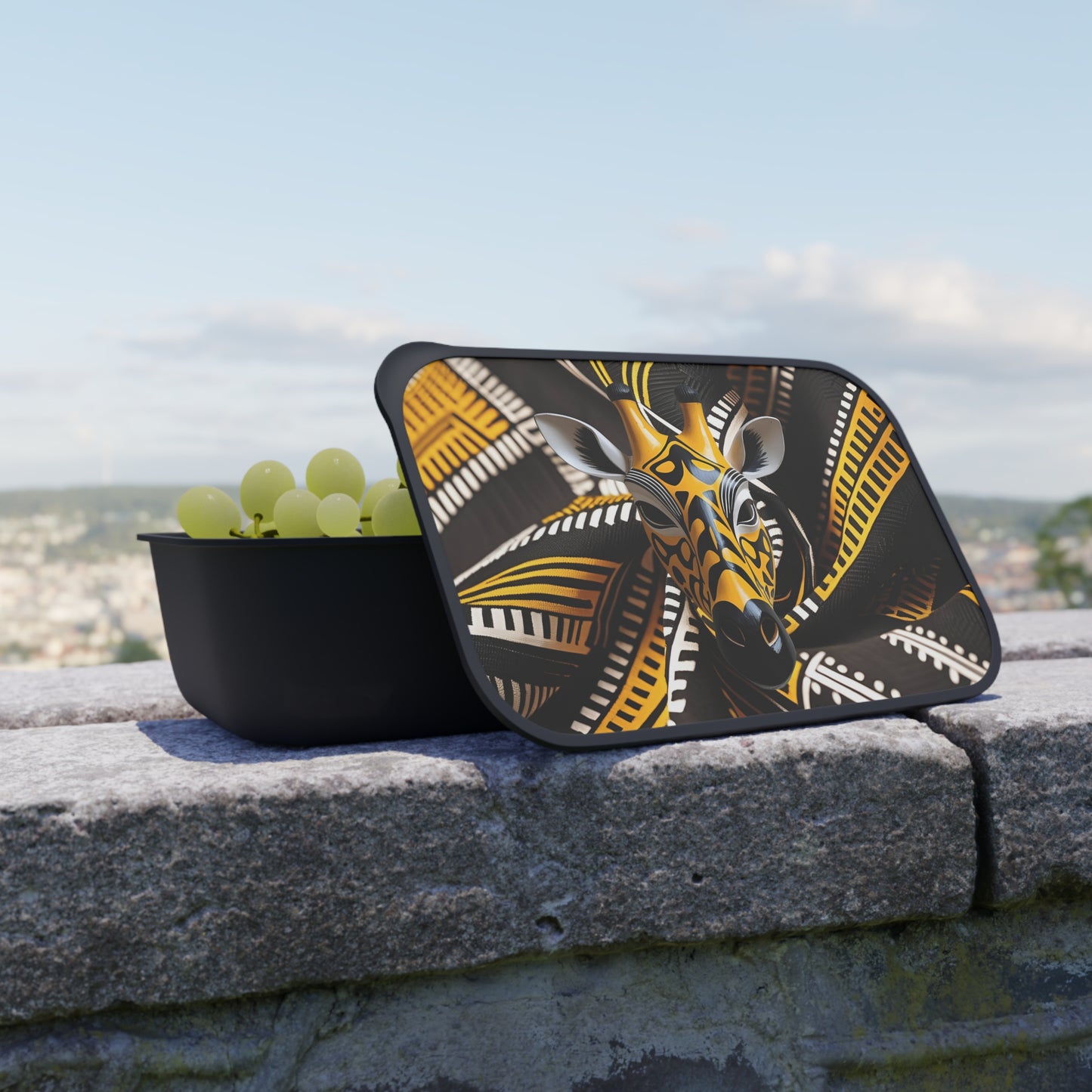 Colorful Giraffe Bento Box with Utensils, Eco-Friendly Meal Prep Container, Kids Lunch Box, Animal Lover Gift, Stylish Food Storage