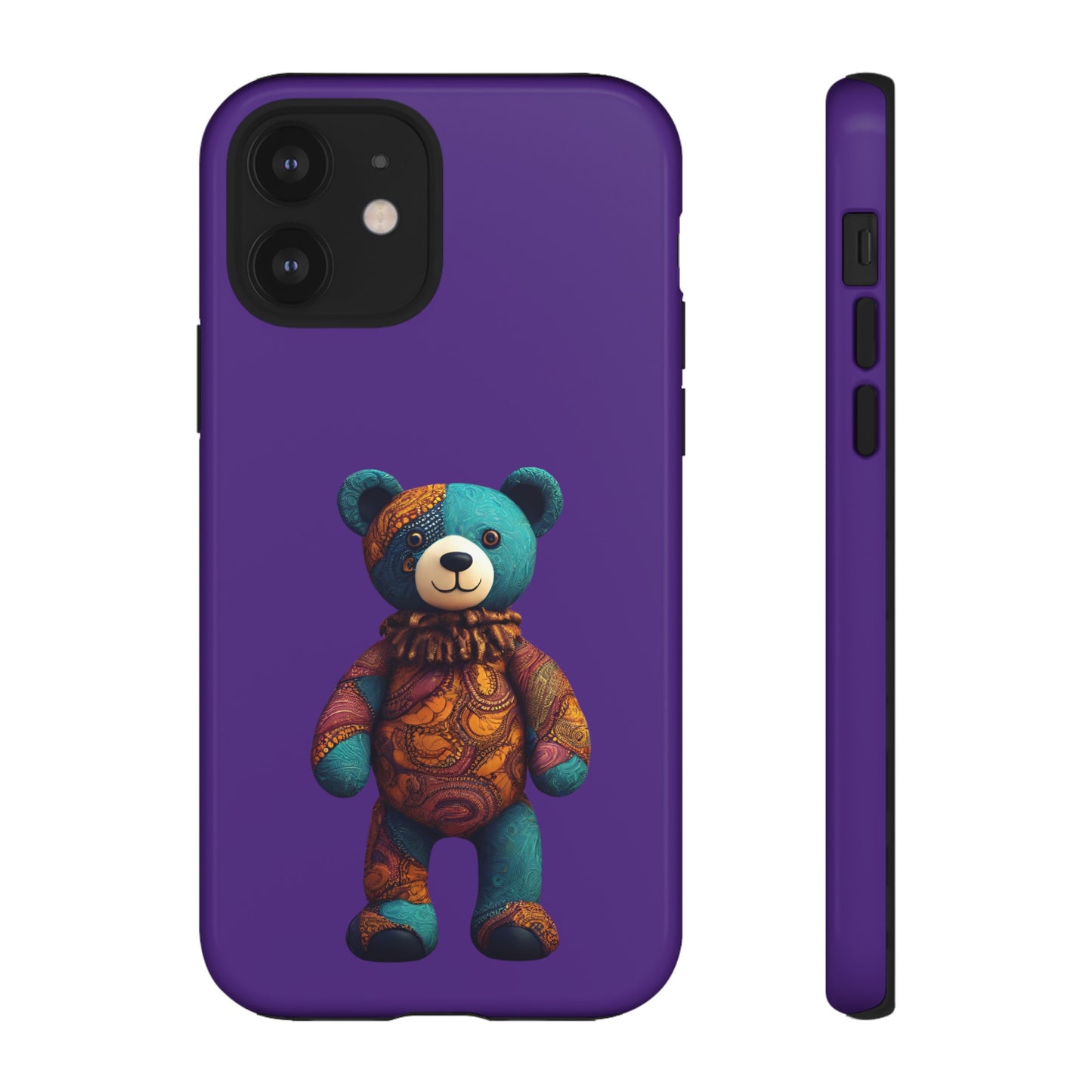 Purple and Blue Bear iPhone Tough Cases | Ankara Bear iPhone Case | Afrocentric iPhone Case