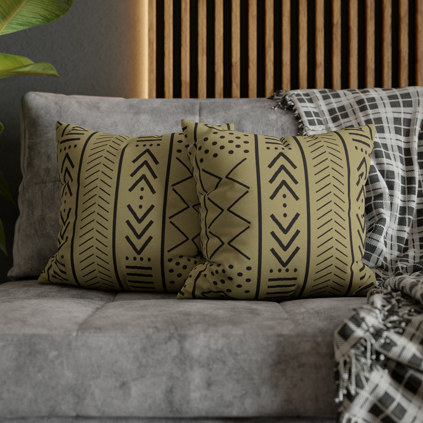 Biege Mudcloth Inspired Square Pillow Case | Afrocentric Pillow Case
