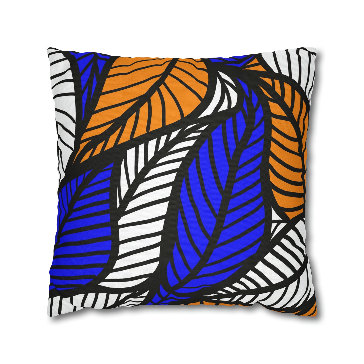 Blue Ankara Polyester Square Pillow Case | Afrocentric Pillow Case