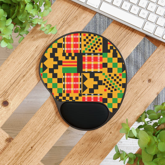 Vibrant African Print Mouse Pad with Wrist Rest - Unique Office Decor, Ergonomic Design, Gift for Students, Gamers, or Professionals