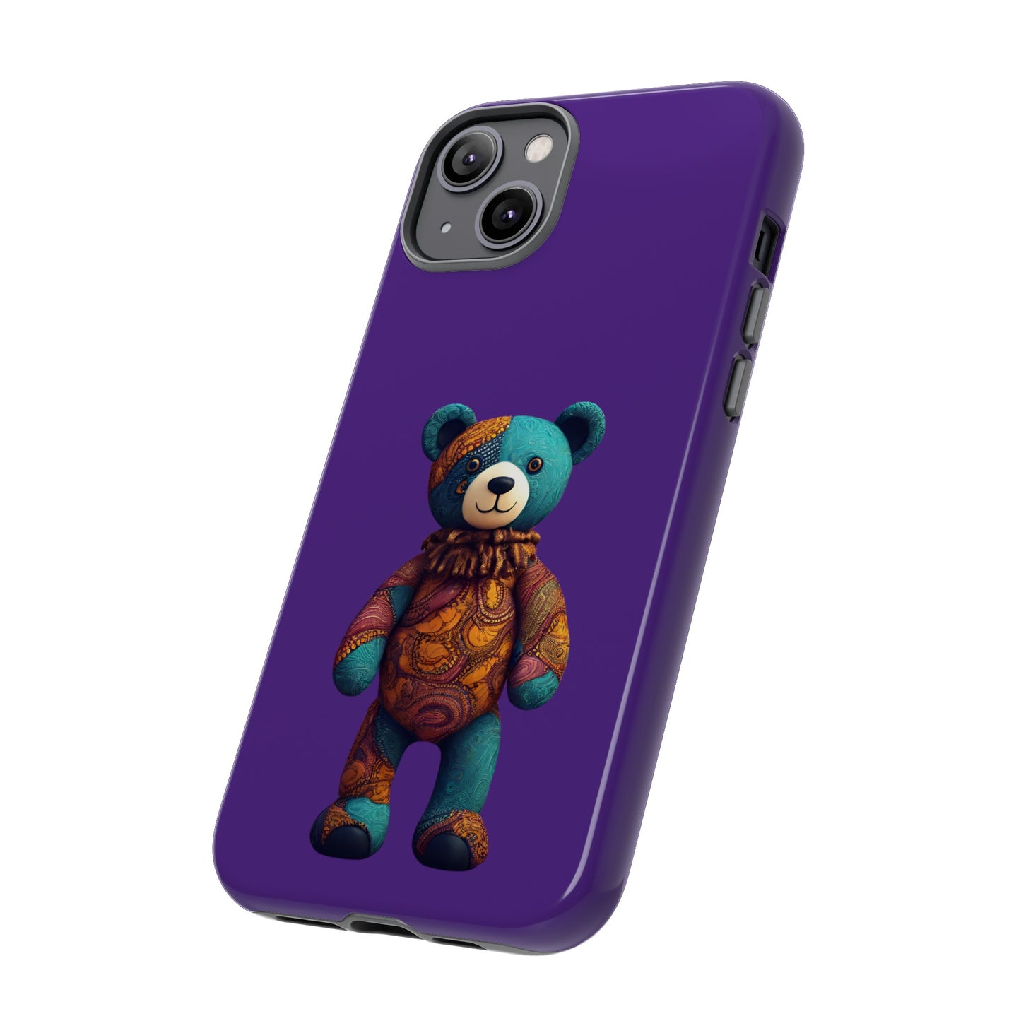 Purple and Blue Bear iPhone Tough Cases | Ankara Bear iPhone Case | Afrocentric iPhone Case