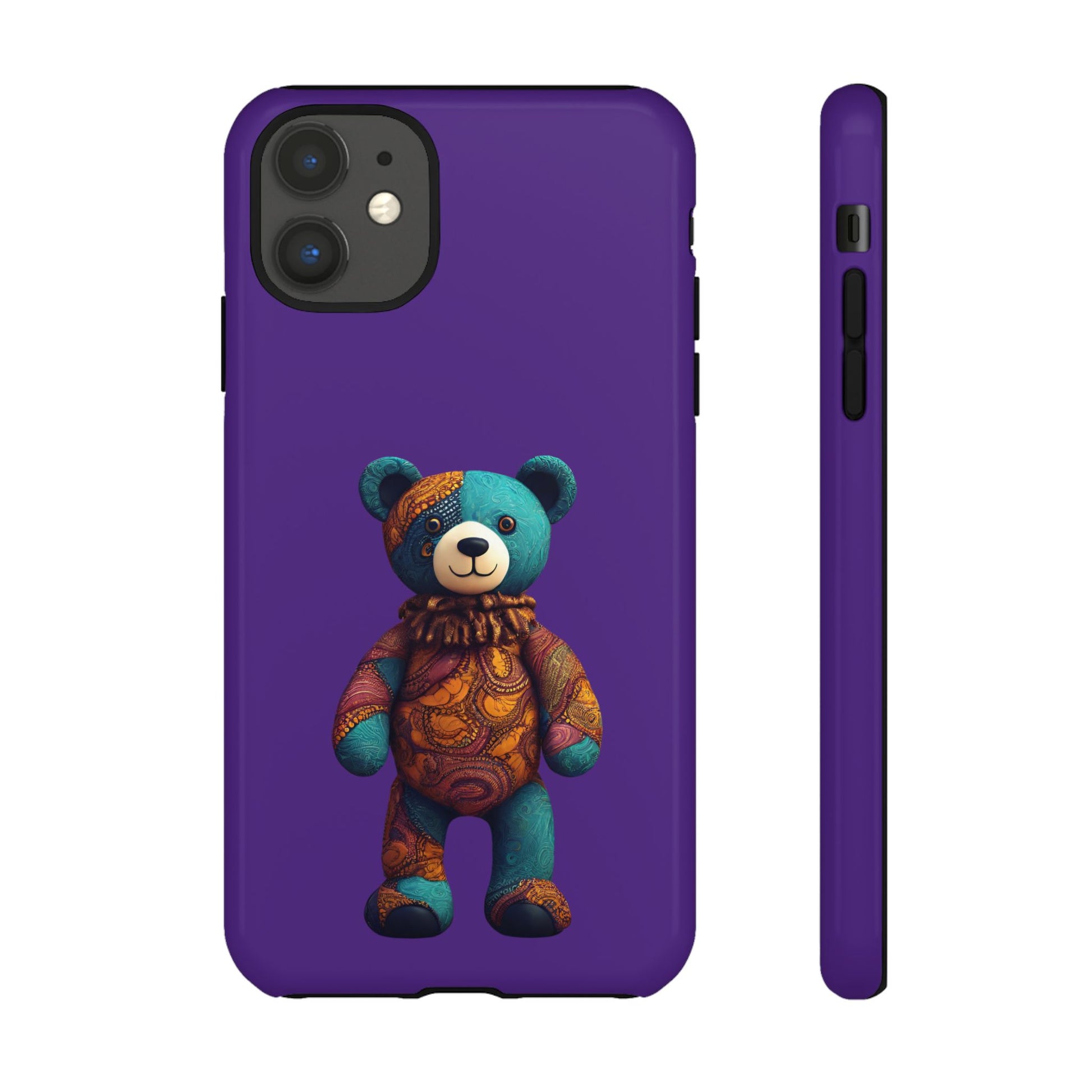 Purple and Blue Bear iPhone Tough Cases | Ankara Bear iPhone Case | Afrocentric iPhone Case