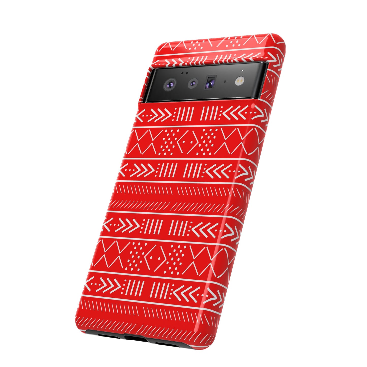 Red and White Mudcloth Google Pixel Tough Cases | African Google Pixel Case | Afrocentric Google Pixel Case | Mudcloth Phone Case