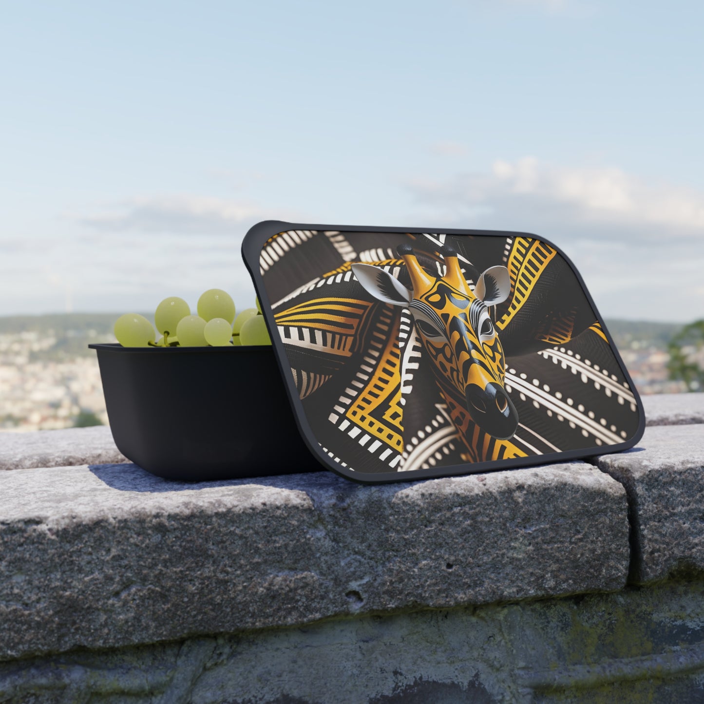 Colorful Giraffe Bento Box with Utensils, Eco-Friendly Meal Prep Container, Kids Lunch Box, Animal Lover Gift, Stylish Food Storage