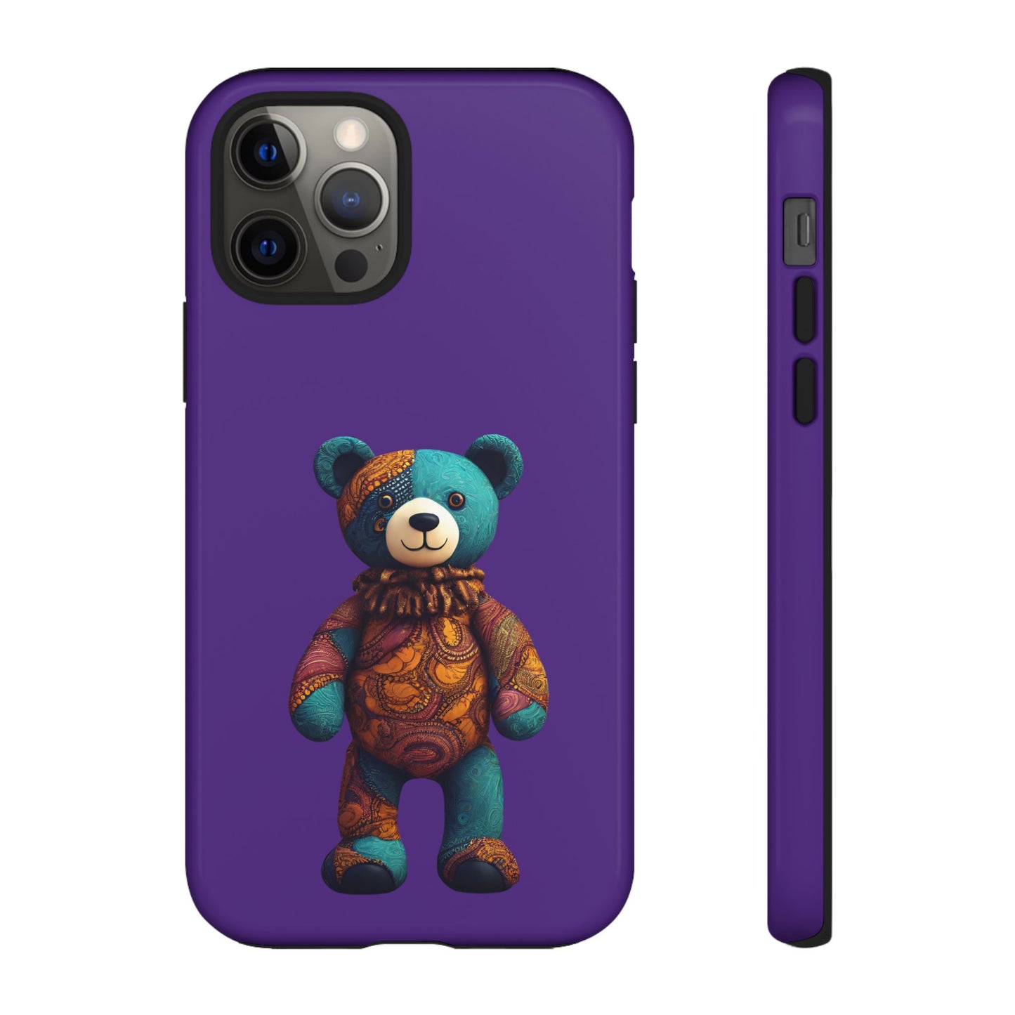 Purple and Blue Bear iPhone Tough Cases | Ankara Bear iPhone Case | Afrocentric iPhone Case