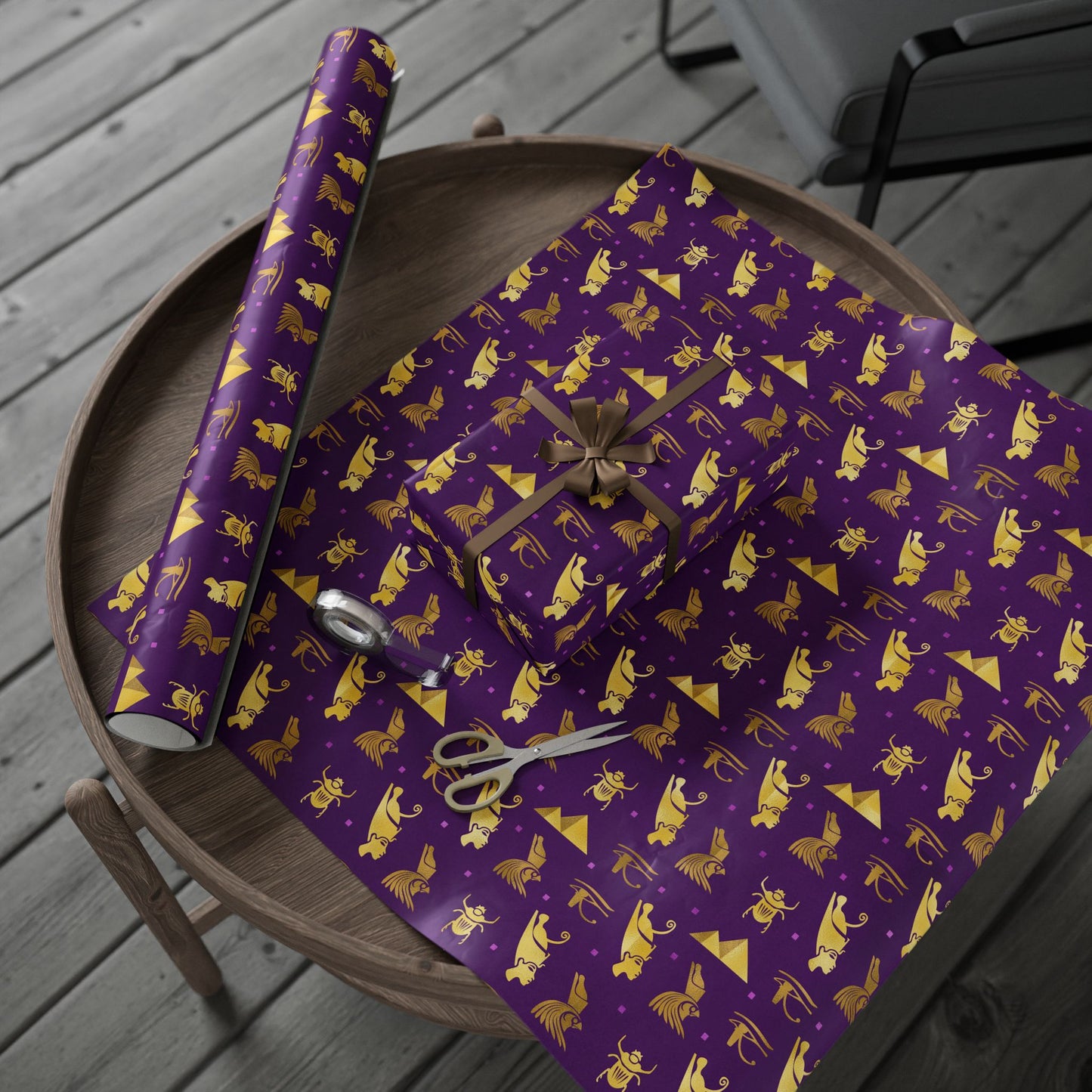 Purple and Gold Egyptian Wrapping Papers | African Wrapping Paper | Afrocentric Wrapping Paper | Ankh Craft Paper