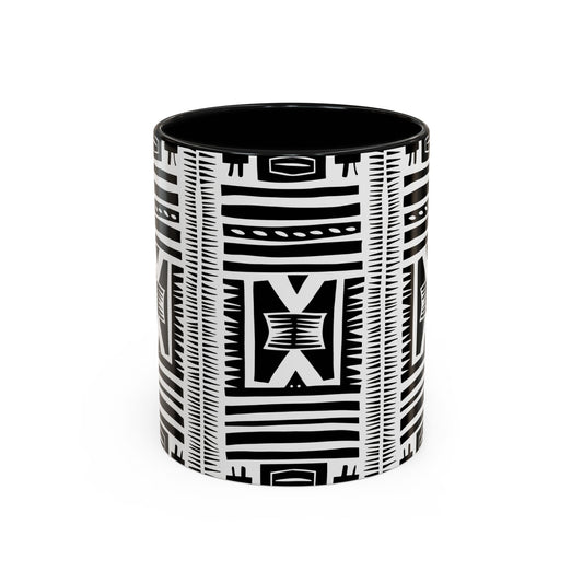 Boho Chic Accent Coffee Mug - Unique Black and White Design, Perfect Gift for Her, Modern Home Decor, Coffee Lover, Tea Enthusiast