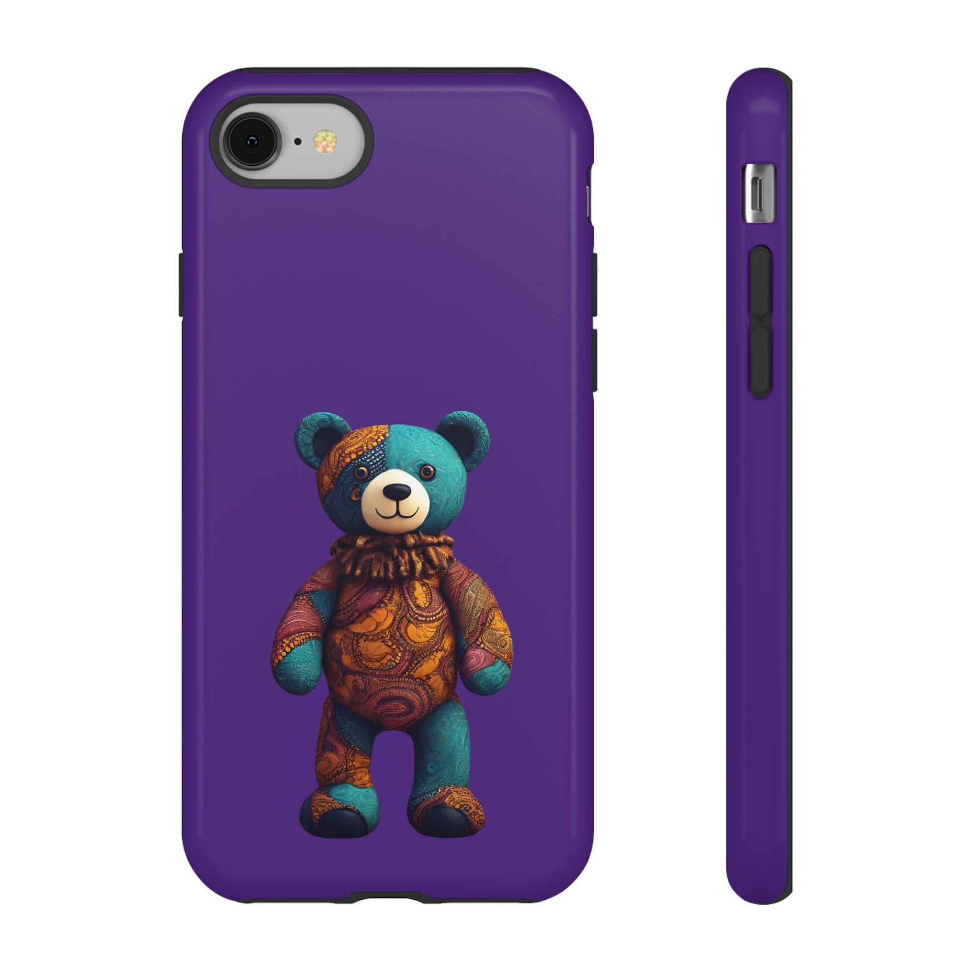 Purple and Blue Bear iPhone Tough Cases | Ankara Bear iPhone Case | Afrocentric iPhone Case
