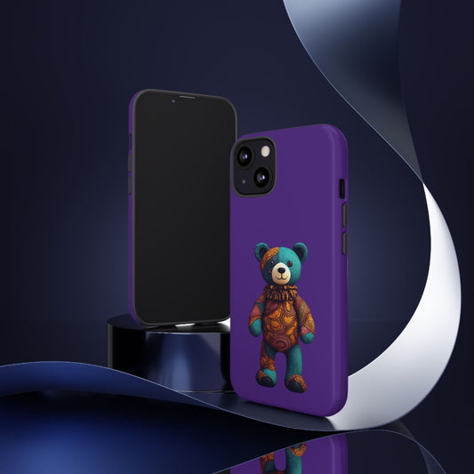 Purple and Blue Bear iPhone Tough Cases | Ankara Bear iPhone Case | Afrocentric iPhone Case