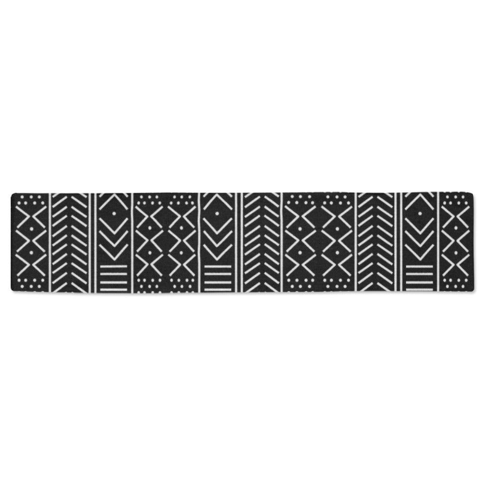 Black & White Mud Cloth Inspired Table Runner 16" x 72"