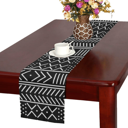 Black & White Mud Cloth Inspired Table Runner 16" x 72"