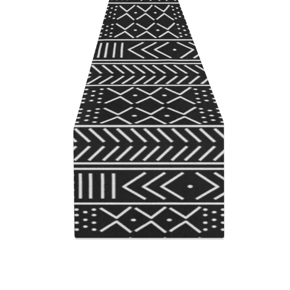 Black & White Mud Cloth Inspired Table Runner 16" x 72"